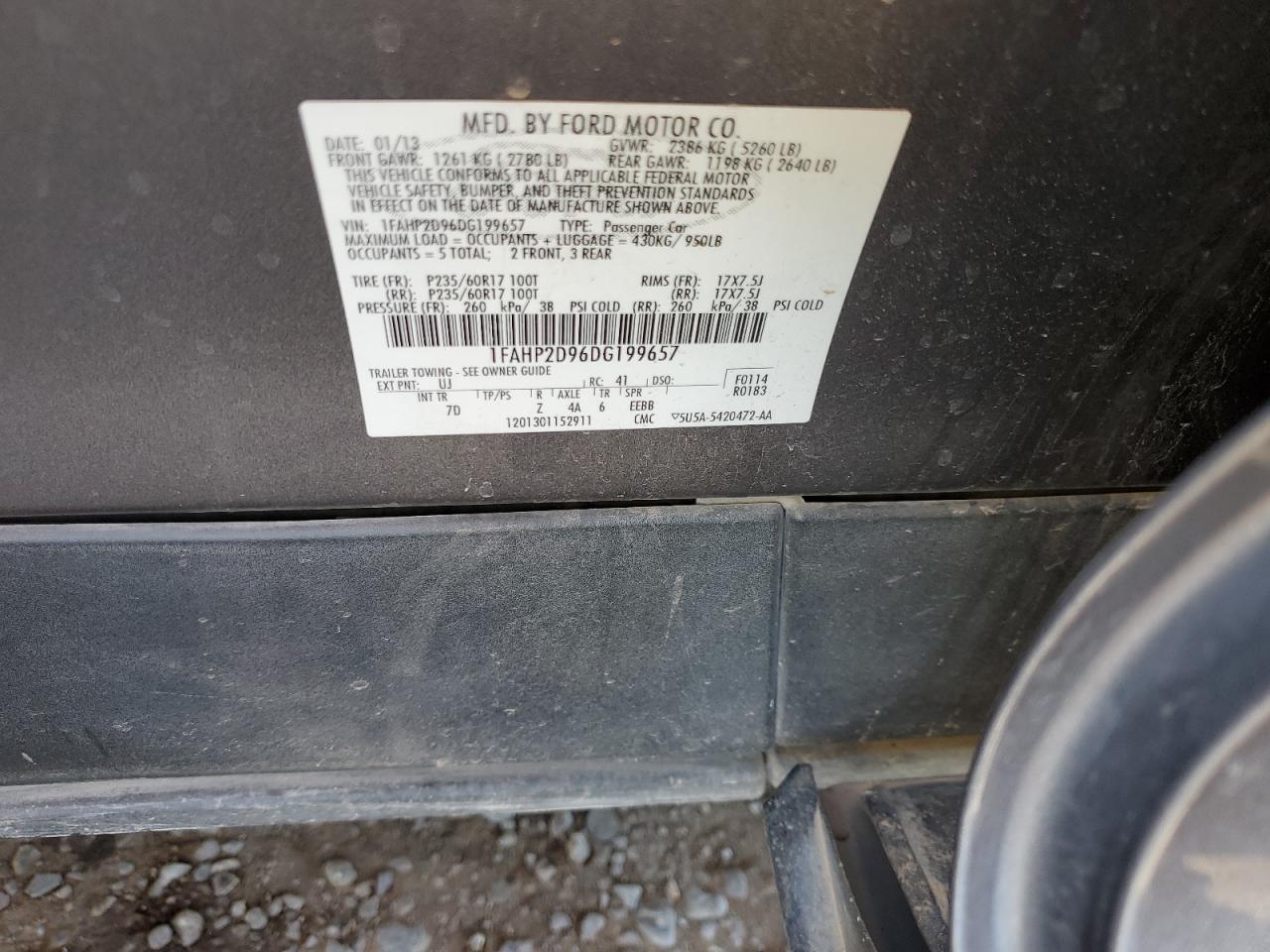 2013 Ford Taurus Se VIN: 1FAHP2D96DG199657 Lot: 82204645