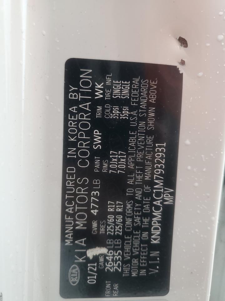 2021 Kia Sportage Lx VIN: KNDPMCAC1M7932931 Lot: 85487285