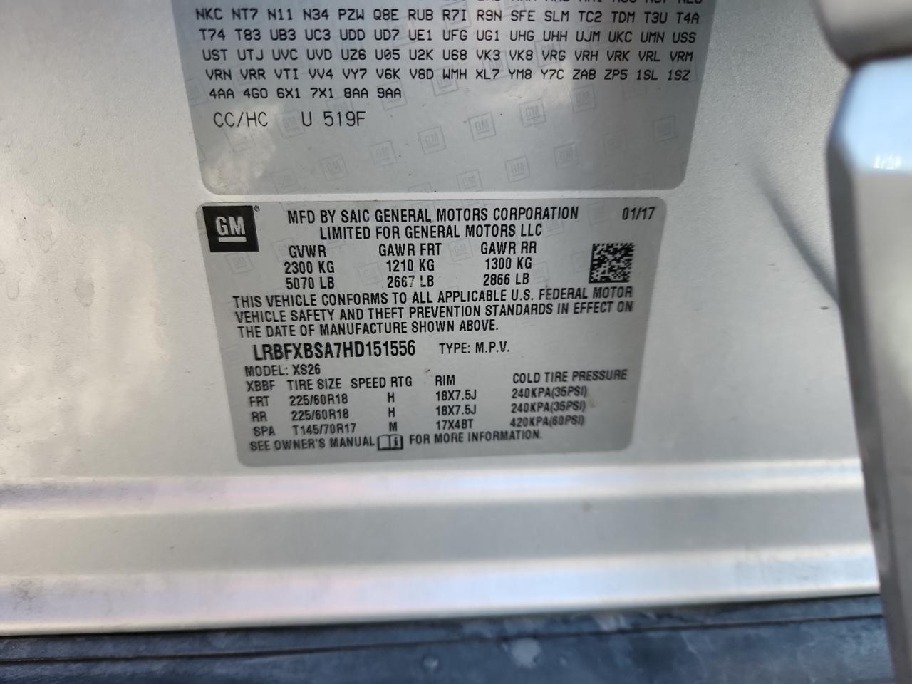 2017 Buick Envision Essence VIN: LRBFXBSA7HD151556 Lot: 89635475