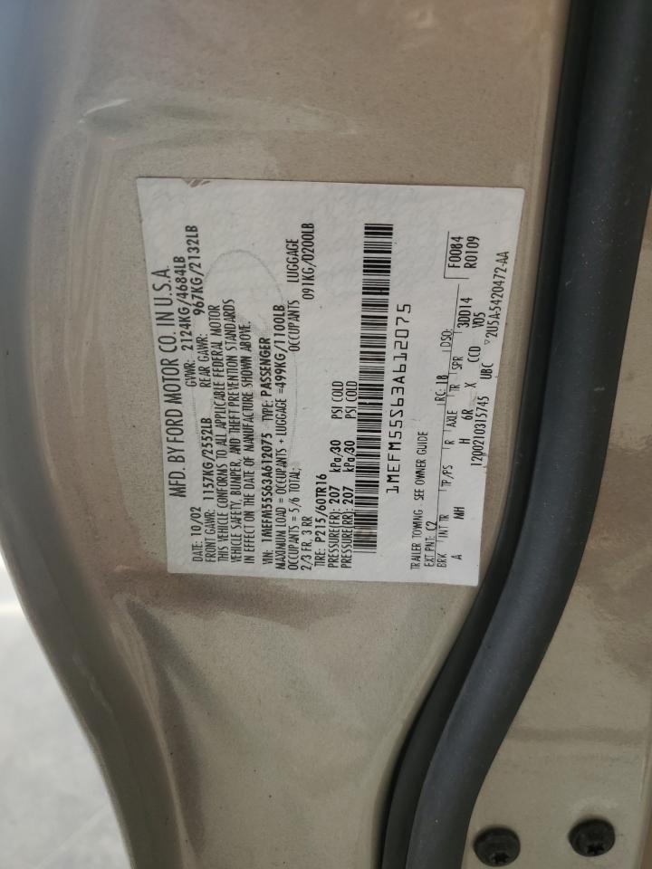 2003 Mercury Sable Ls Premium VIN: 1MEFM55S63A612075 Lot: 84951035