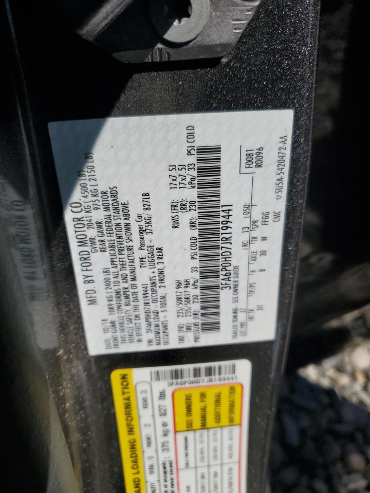 2018 Ford Fusion Se VIN: 3FA6P0HD7JR199441 Lot: 85143735