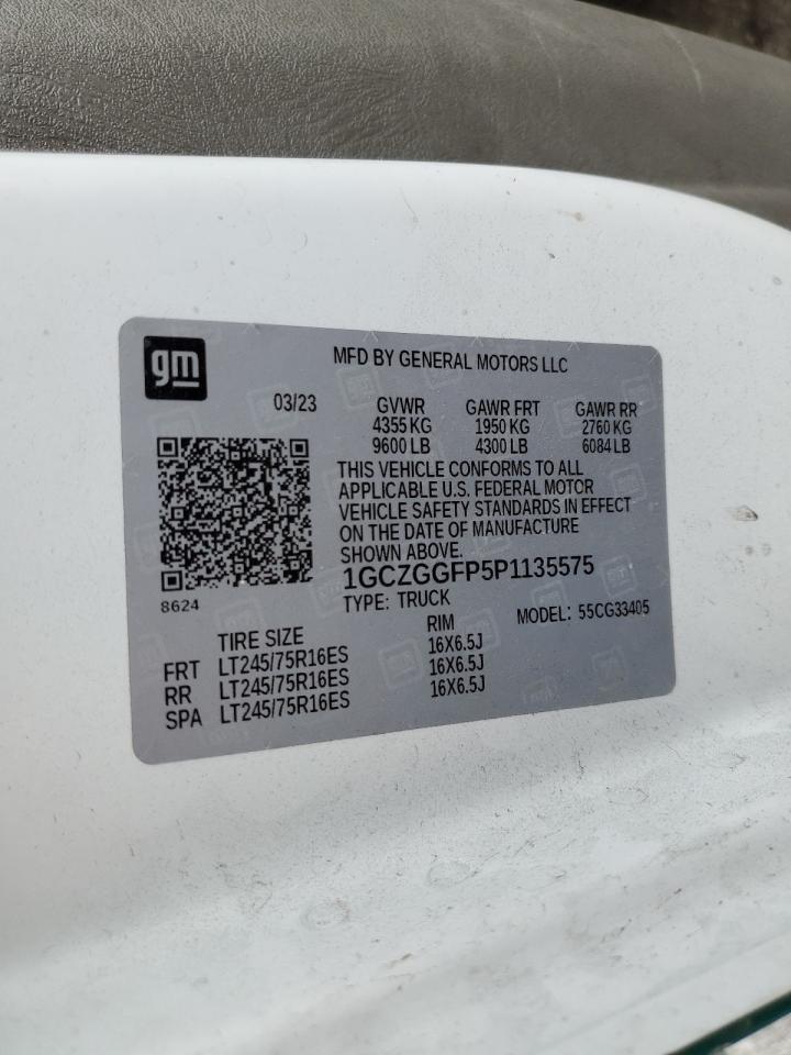 2023 Chevrolet Express G3500 VIN: 1GCZGGFP5P1135575 Lot: 84536565