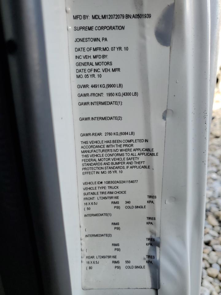 2010 Chevrolet Express Delivery Truck VIN: 1GB3G2AG2A1154077 Lot: 87200775