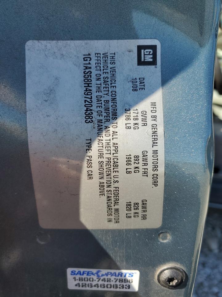 2009 Chevrolet Cobalt Ls VIN: 1G1AS58H497204383 Lot: 85745225