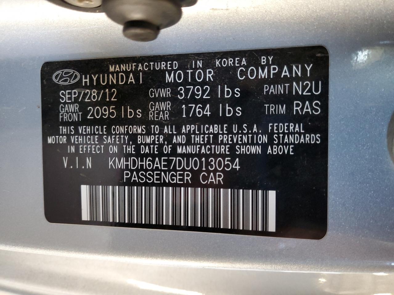 2013 Hyundai Elantra Coupe Gs VIN: KMHDH6AE7DU013054 Lot: 85585785