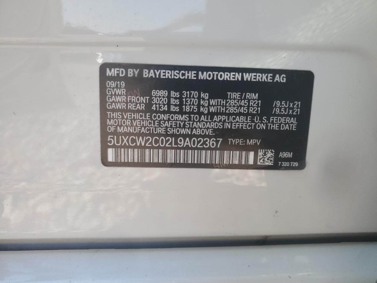 2020 BMW X7 xDrive40I VIN: 5UXCW2C02L9A02367 Lot: 90135855