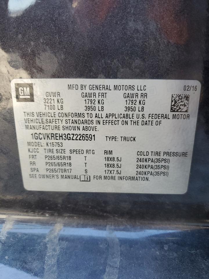 2016 Chevrolet Silverado K1500 Lt VIN: 1GCVKREH3GZ226591 Lot: 81904395