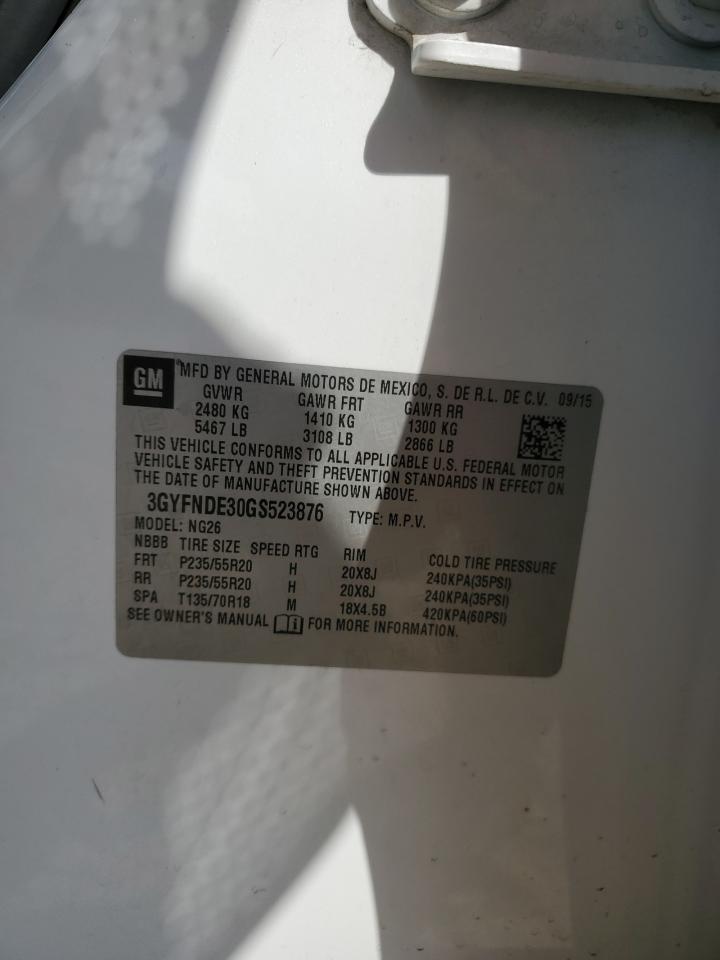 2016 Cadillac Srx Premium Collection VIN: 3GYFNDE30GS523876 Lot: 82622055