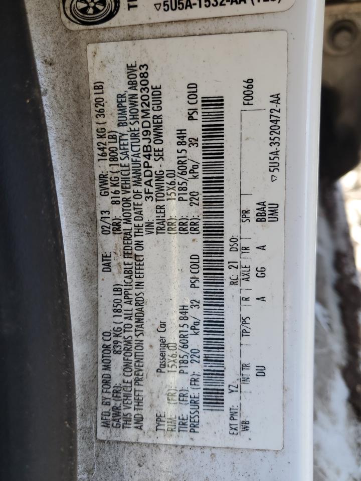 2013 Ford Fiesta Se VIN: 3FADP4BJ9DM203083 Lot: 85204975