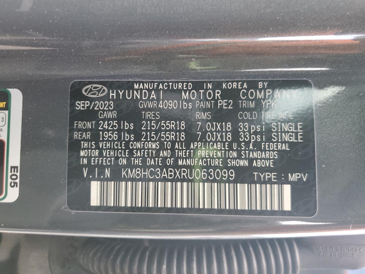 2024 Hyundai Kona Sel VIN: KM8HC3ABXRU063099 Lot: 82389865