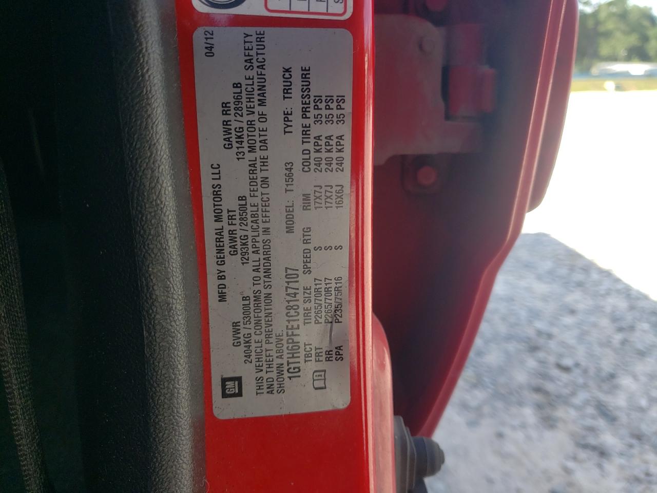 2012 GMC Canyon Sle-2 VIN: 1GTH6PFE1C8147107 Lot: 89734145