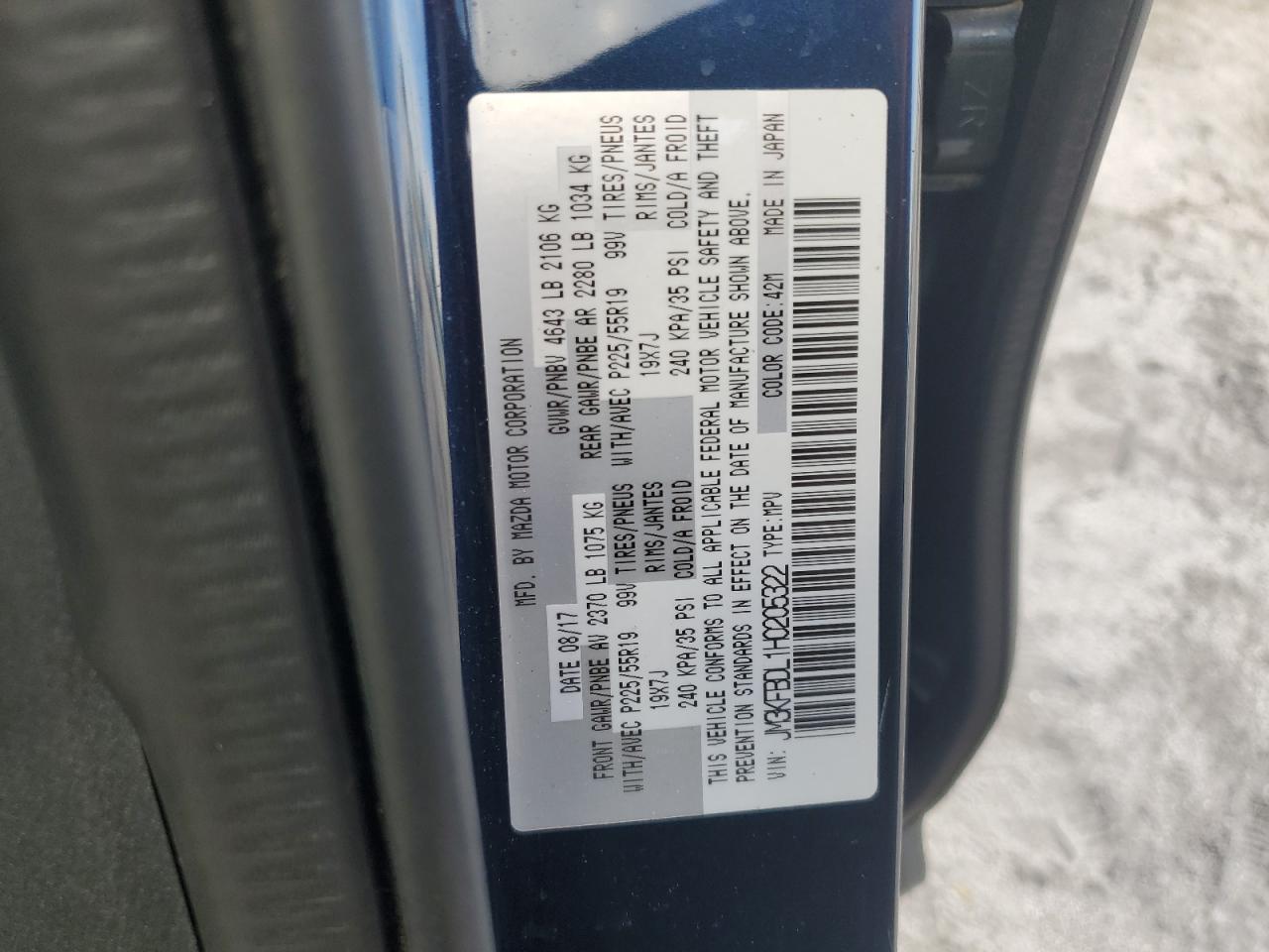 2017 Mazda Cx-5 Grand Touring VIN: JM3KFBDL1H0205322 Lot: 89865985