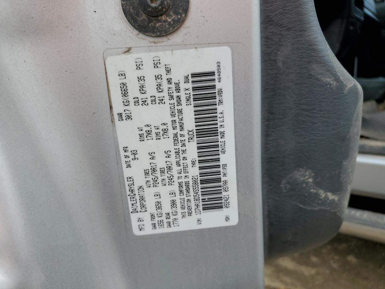 2004 Dodge Ram 1500 St VIN: 1D7HA18D54S558021 Lot: 85896475