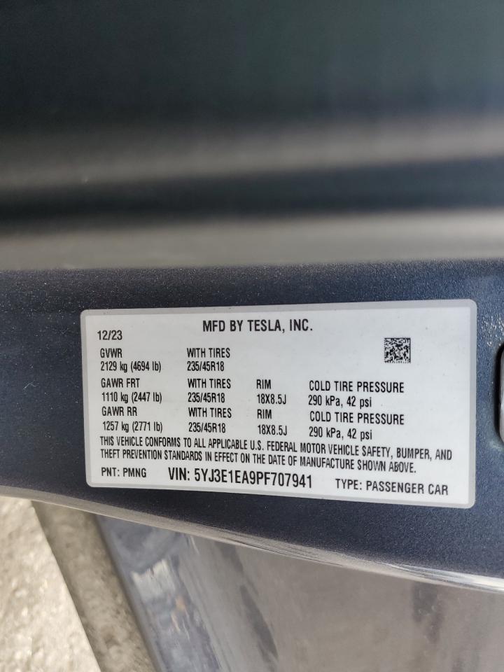 2023 Tesla Model 3 VIN: 5YJ3E1EA9PF707941 Lot: 85767855