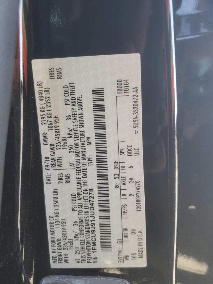 2018 Ford Escape Titanium VIN: 1FMCU9J91JUD47278 Lot: 89524555