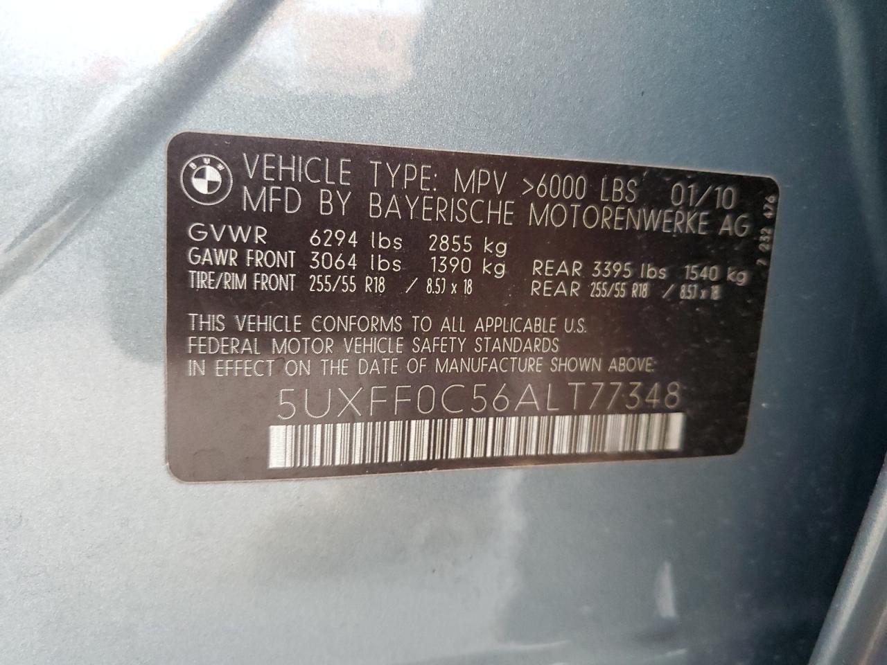 2010 BMW X5 xDrive35D VIN: 5UXFF0C56ALT77348 Lot: 89478715