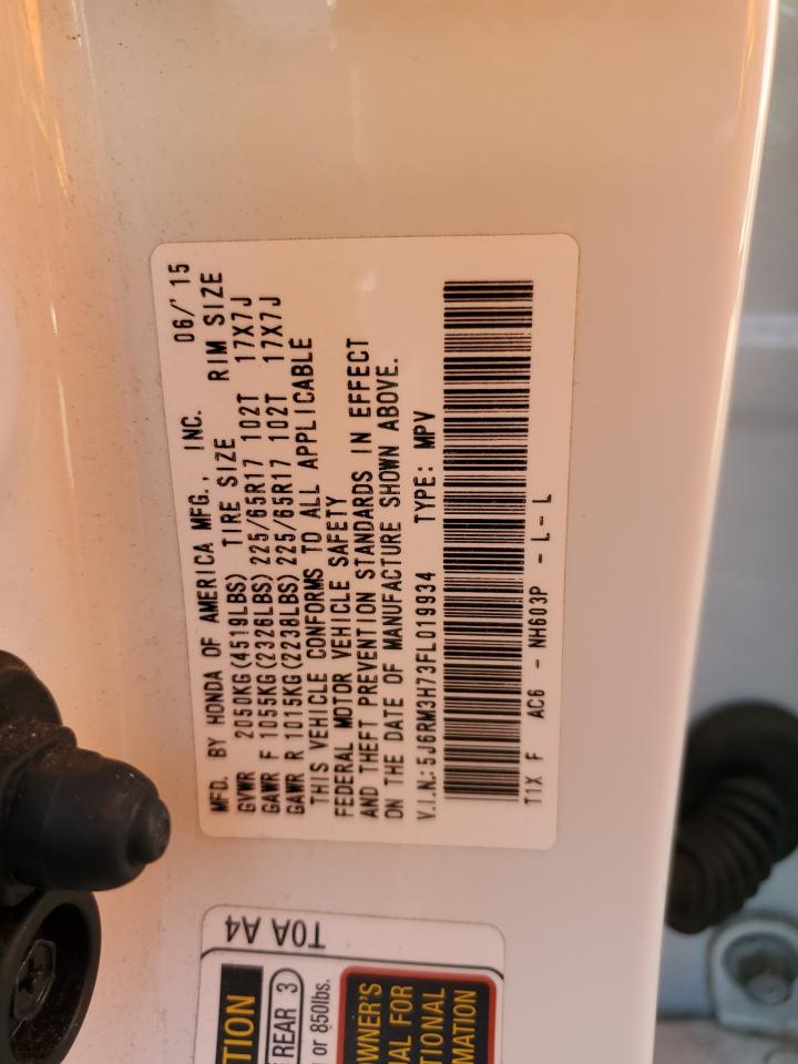 2015 Honda Cr-V Exl VIN: 5J6RM3H73FL019934 Lot: 90590265