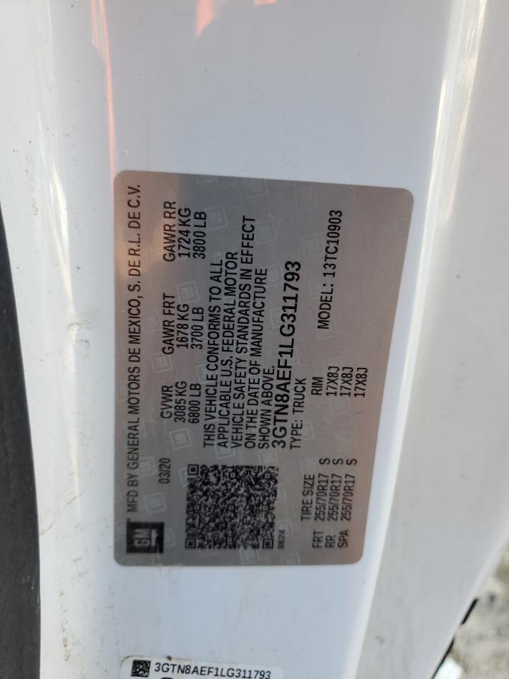 2020 GMC Sierra C1500 VIN: 3GTN8AEF1LG311793 Lot: 90692835