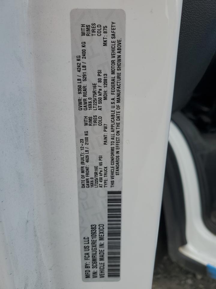 2024 Ram Promaster 3500 3500 High VIN: 3C6MRVJGXRE109383 Lot: 86215305