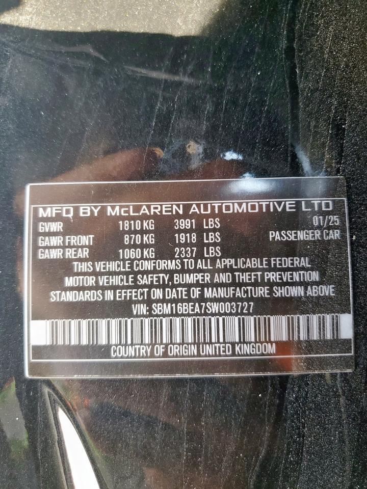2025 Mclaren Automotive Artura VIN: SBM16BEA7SW003727 Lot: 81653105