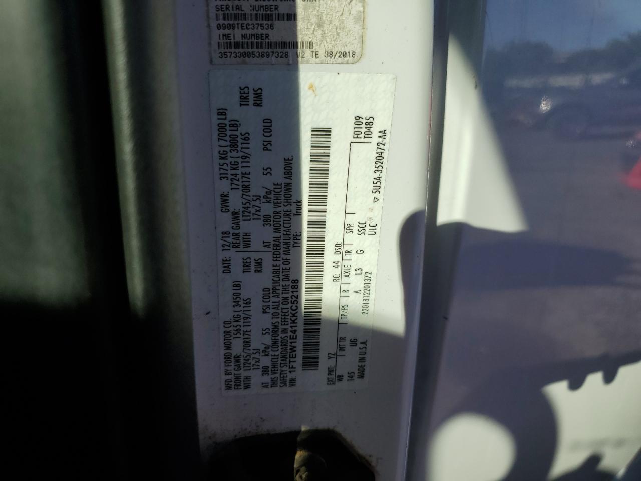 2019 Ford F150 Supercrew VIN: 1FTEW1E41KKC52188 Lot: 86607855