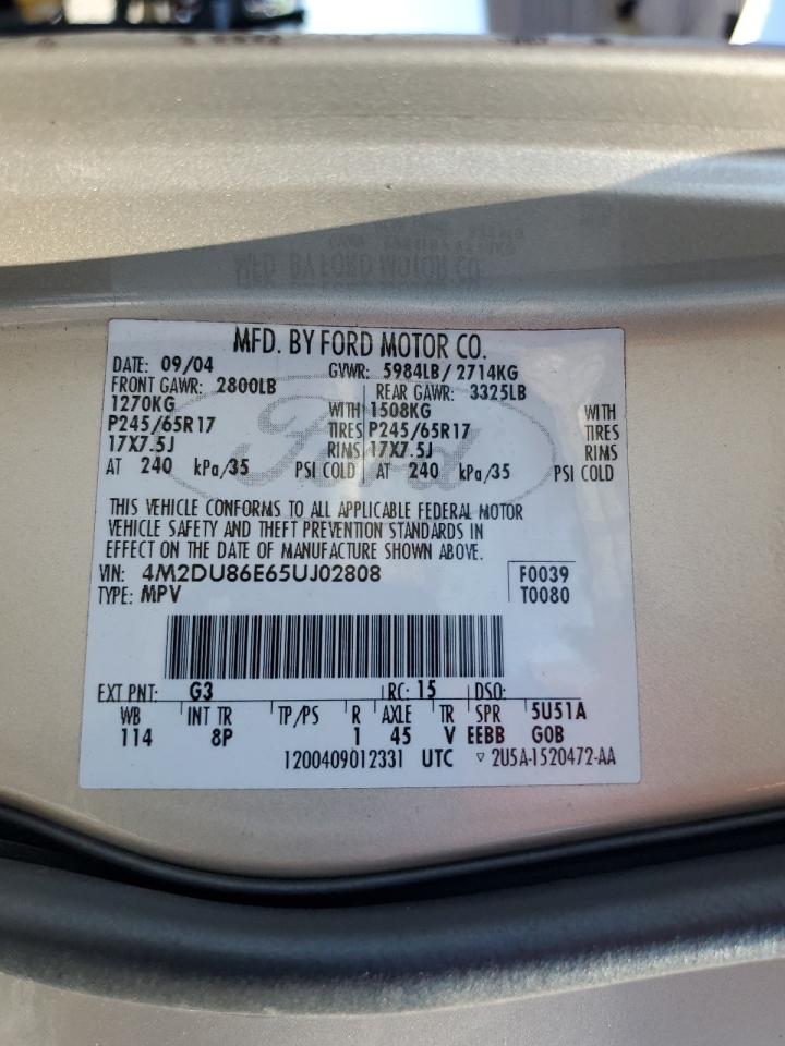 2005 Mercury Mountaineer VIN: 4M2DU86E65UJ02808 Lot: 81920285