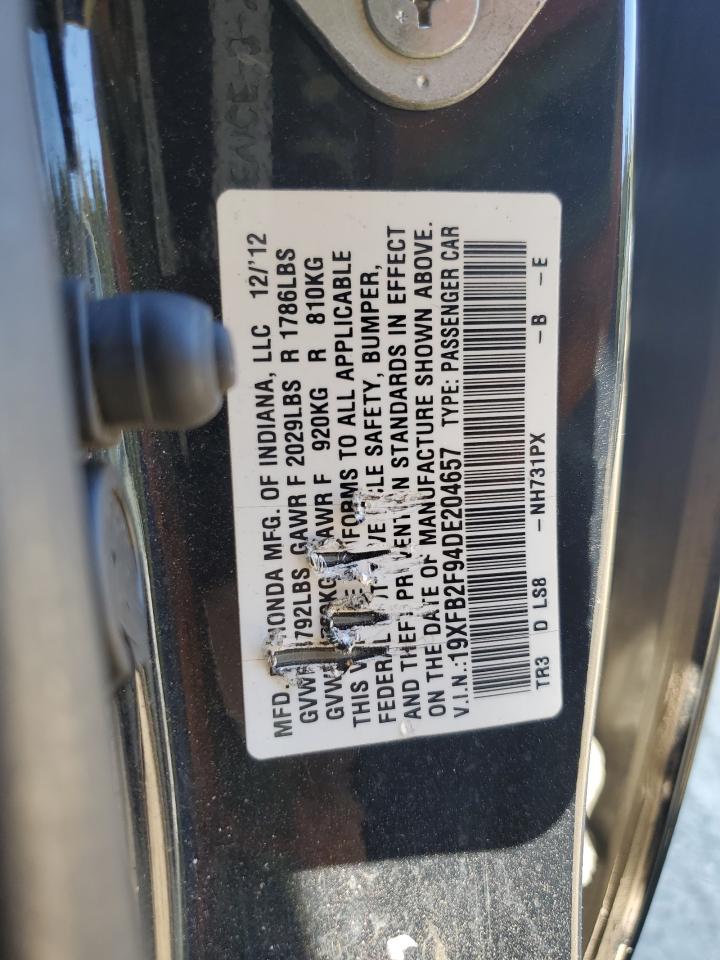 2013 Honda Civic Exl VIN: 19XFB2F94DE204657 Lot: 85496815