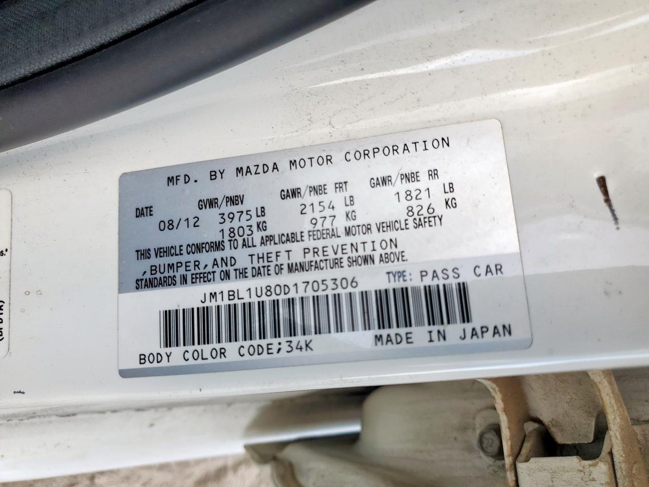 2013 Mazda 3 I VIN: JM1BL1U80D1705306 Lot: 84981635