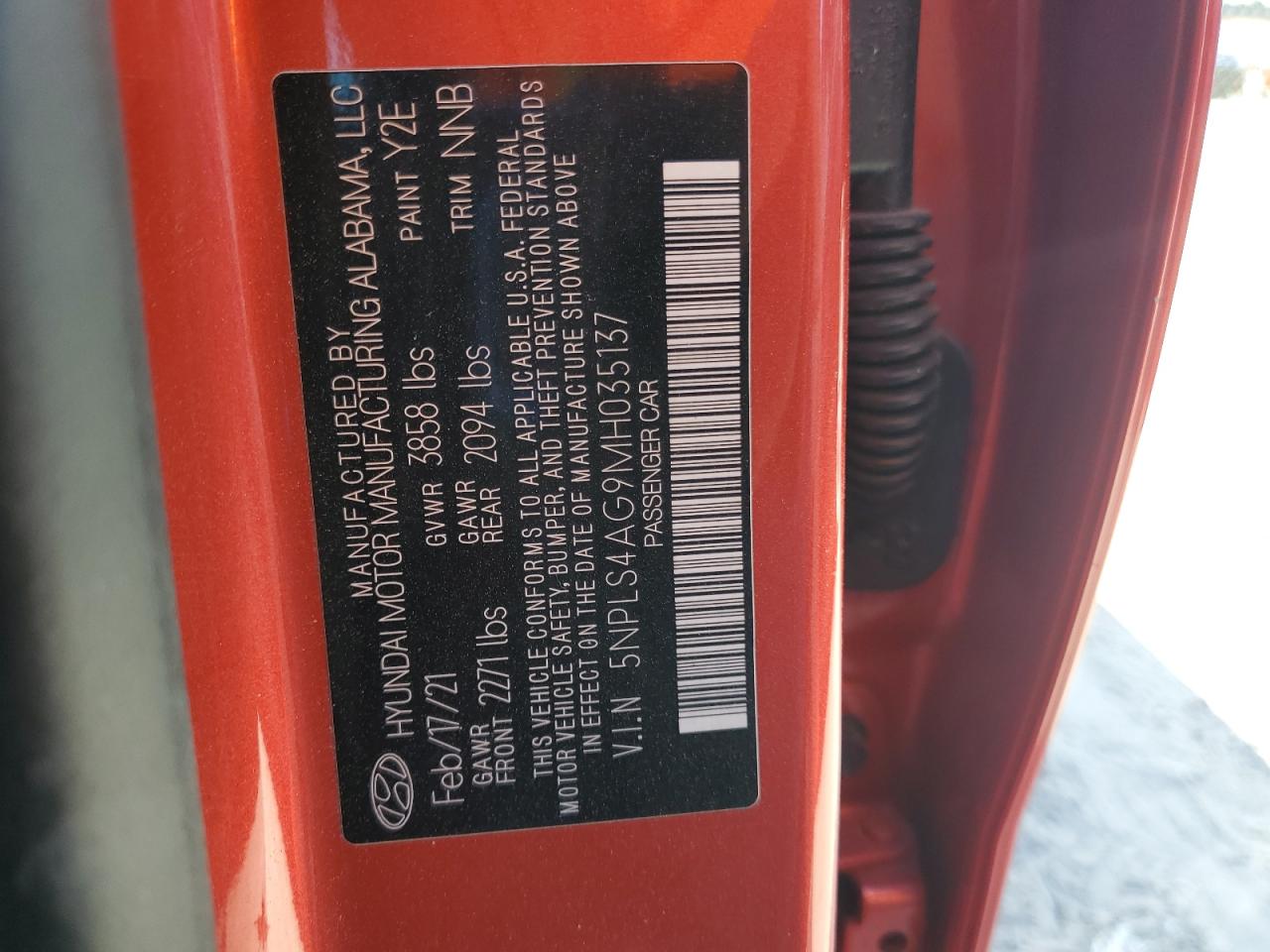 2021 Hyundai Elantra Sel VIN: 5NPLS4AG9MH035137 Lot: 86123065