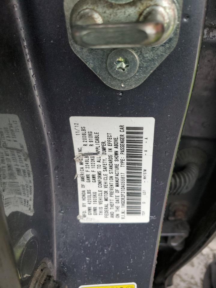 2013 Honda Accord Lx VIN: 1HGCR2F31DA055817 Lot: 90681765