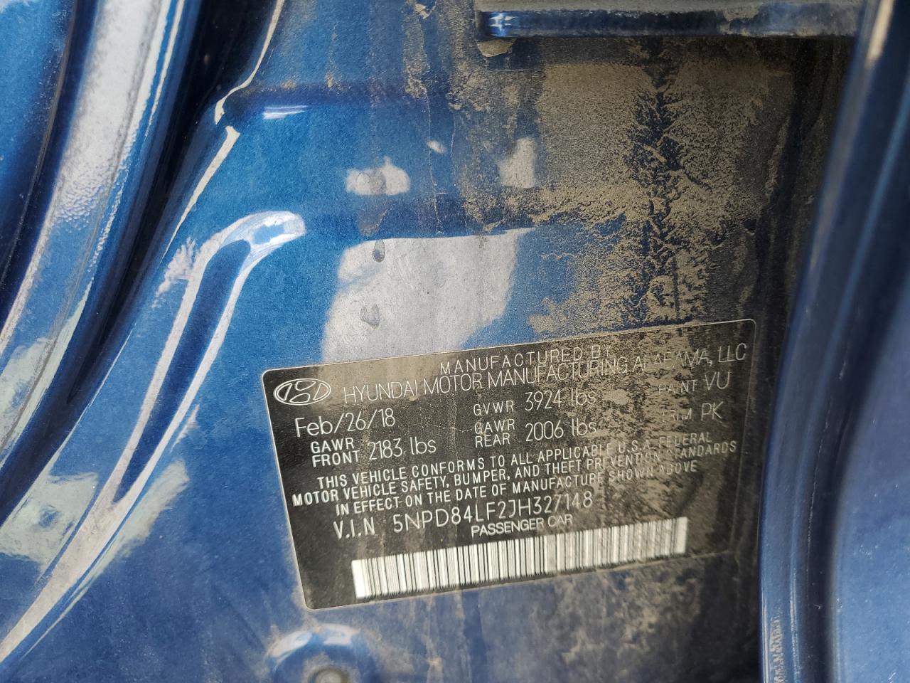 2018 Hyundai Elantra Sel VIN: 5NPD84LF2JH327148 Lot: 84205875