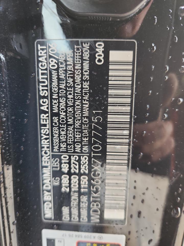 2007 Mercedes-Benz Clk 350 VIN: WDBTK56GX7T077751 Lot: 90266475