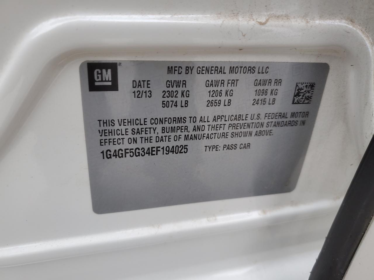 2014 Buick Lacrosse Touring VIN: 1G4GF5G34EF194025 Lot: 82742505