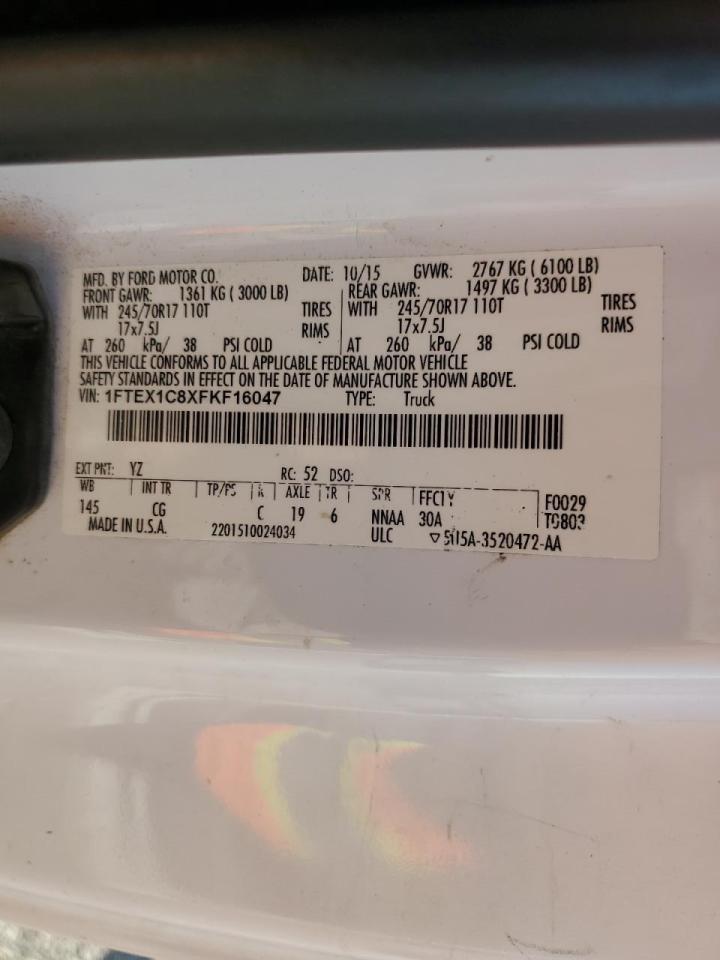 2015 Ford F150 Super Cab VIN: 1FTEX1C8XFKF16047 Lot: 82488845