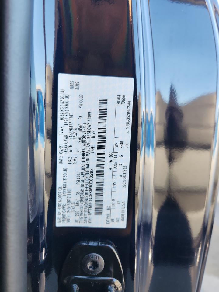 2021 Ford F150 VIN: 1FTMF1C58MKE03263 Lot: 87374635