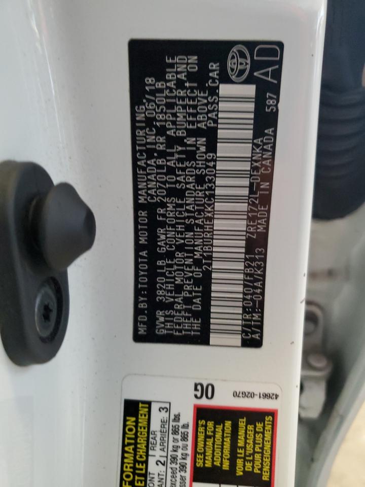 2019 Toyota Corolla L VIN: 2T1BURHEXKC133049 Lot: 81669695