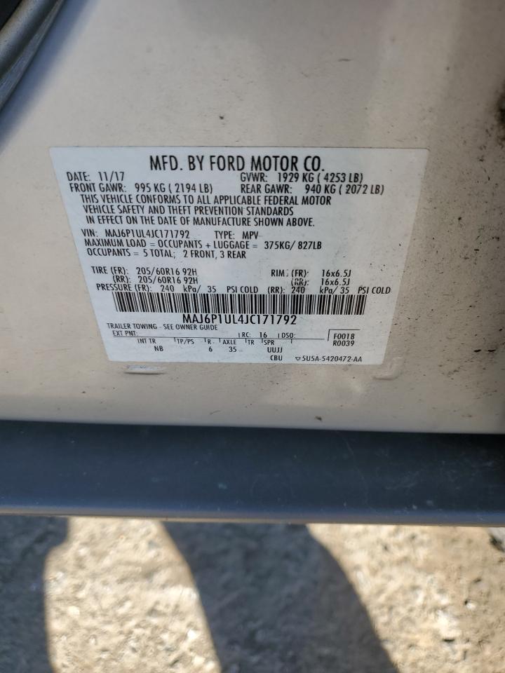 2018 Ford Ecosport Se VIN: MAJ6P1UL4JC171792 Lot: 86294955