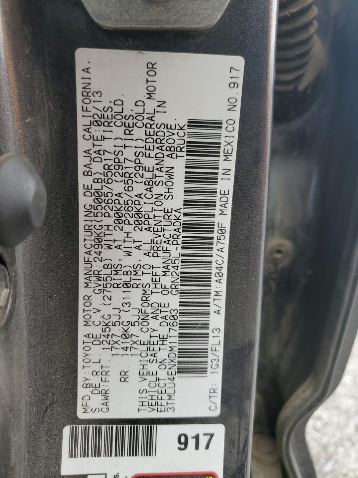 2013 Toyota Tacoma Double Cab VIN: 3TMLU4ENXDM117603 Lot: 84830085