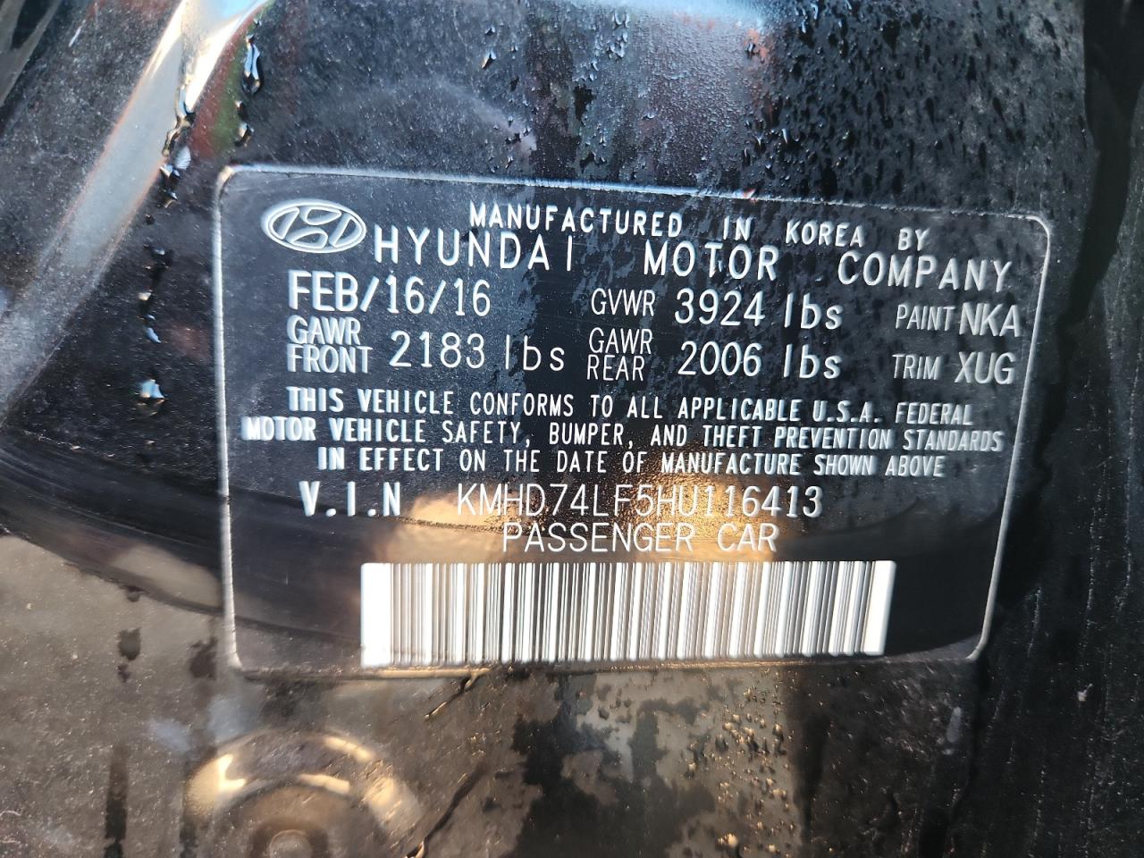 2017 Hyundai Elantra Se VIN: KMHD74LF5HU116413 Lot: 86284795