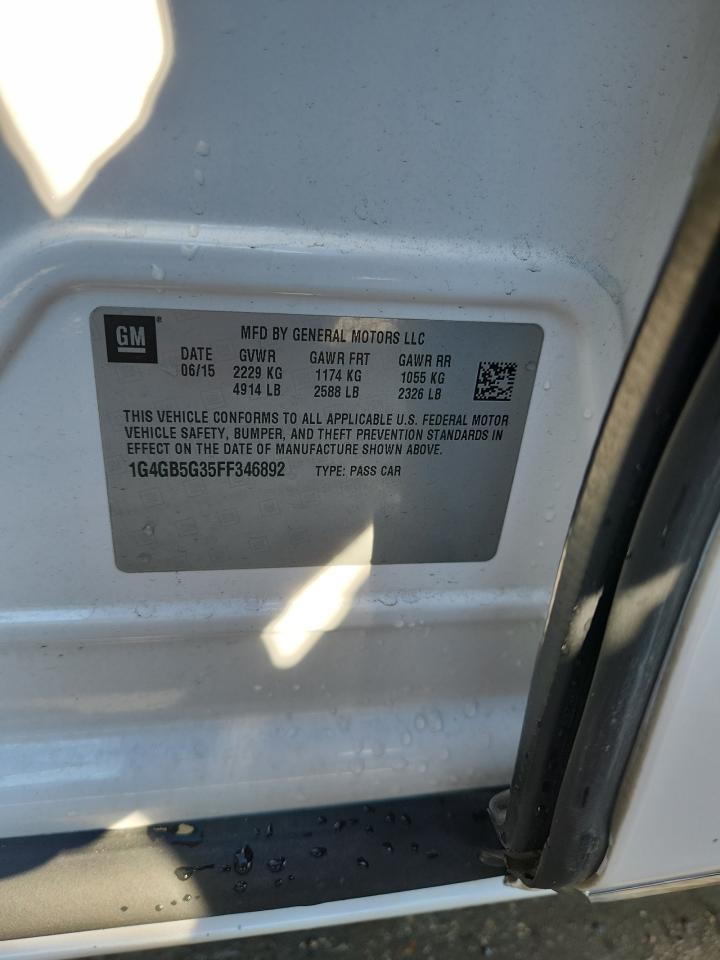 2015 Buick Lacrosse VIN: 1G4GB5G35FF346892 Lot: 84915565