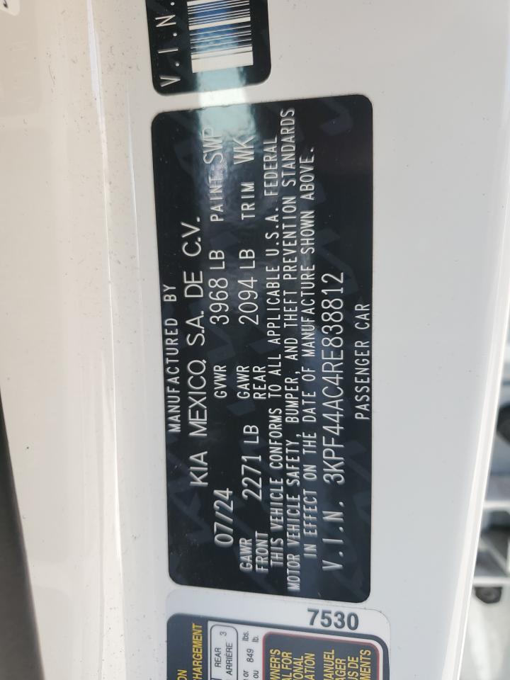 2024 Kia Forte Gt VIN: 3KPF44AC4RE838812 Lot: 89433905