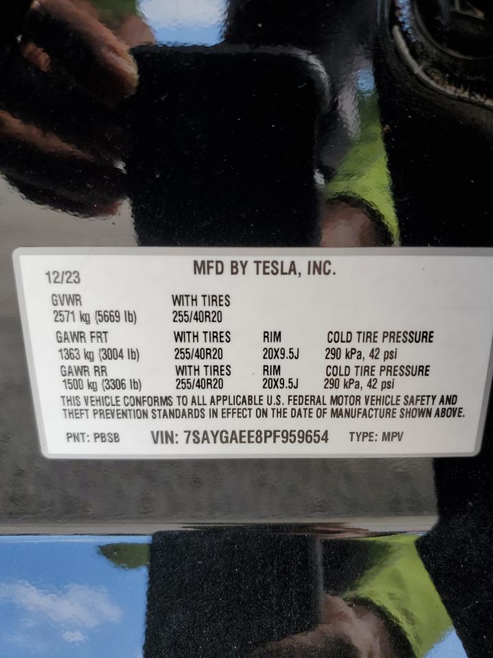 2023 Tesla Model Y VIN: 7SAYGAEE8PF959654 Lot: 80172545