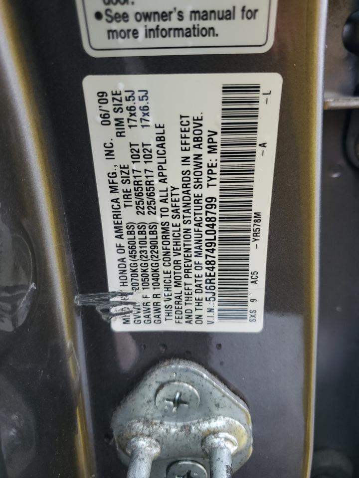 2009 Honda Cr-V Exl VIN: 5J6RE48749L048799 Lot: 82290215