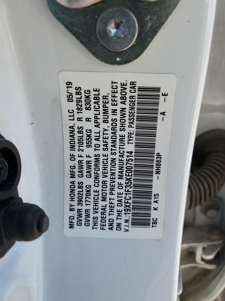 2019 Honda Civic Ex VIN: 19XFC1F35KE007514 Lot: 85372645