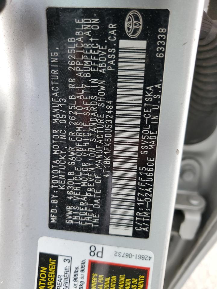 2013 Toyota Camry Se VIN: 4T1BK1FK5DU532484 Lot: 84938555