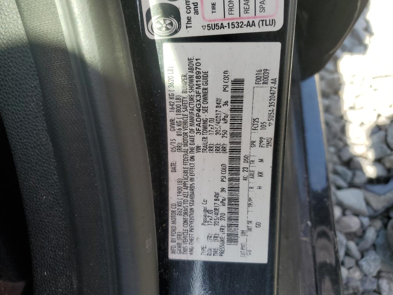 2015 Ford Fiesta St VIN: 3FADP4GX3FM189701 Lot: 84992165