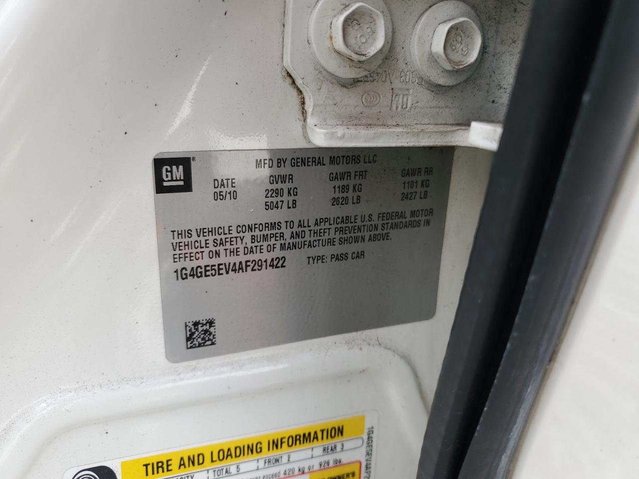 2010 Buick Lacrosse Cxs VIN: 1G4GE5EV4AF291422 Lot: 89553015