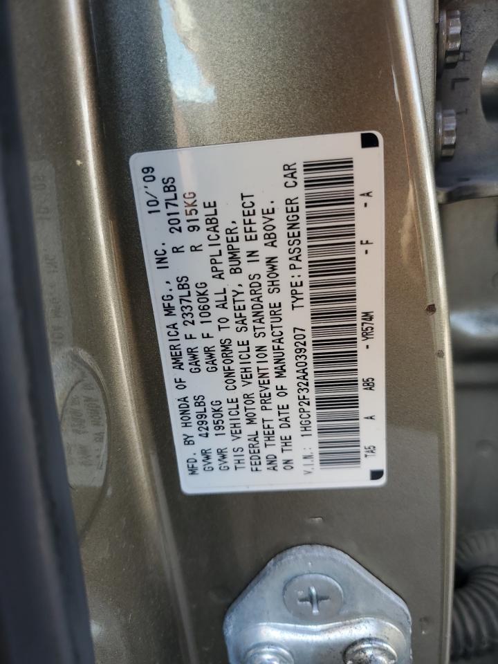 2010 Honda Accord Lx VIN: 1HGCP2F32AA039207 Lot: 82196795