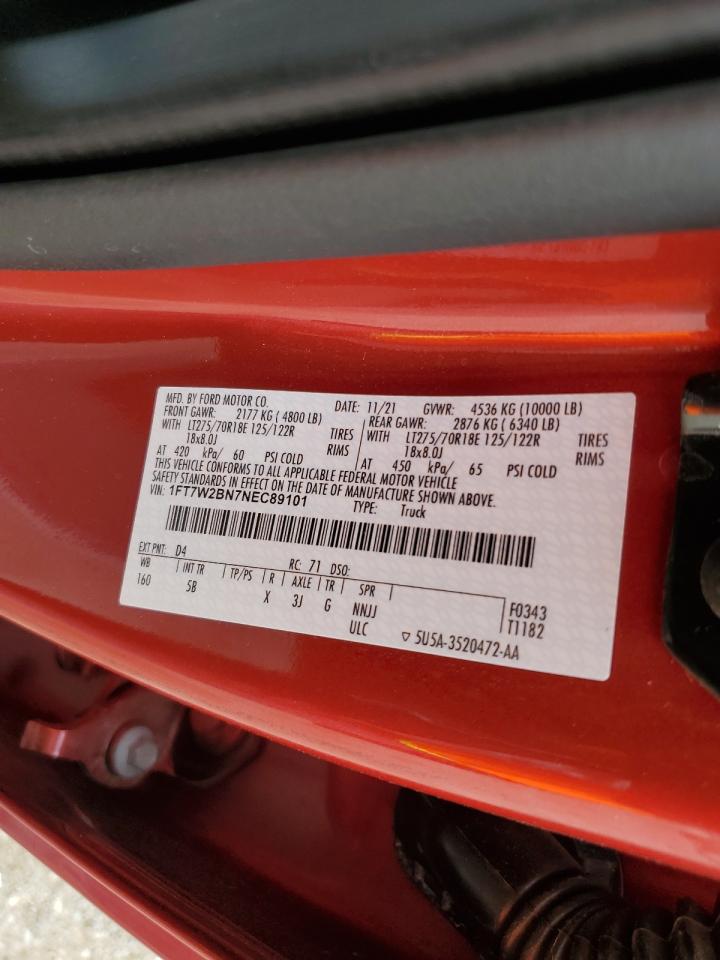 2022 Ford F250 Super Duty VIN: 1FT7W2BN7NEC89101 Lot: 86146655