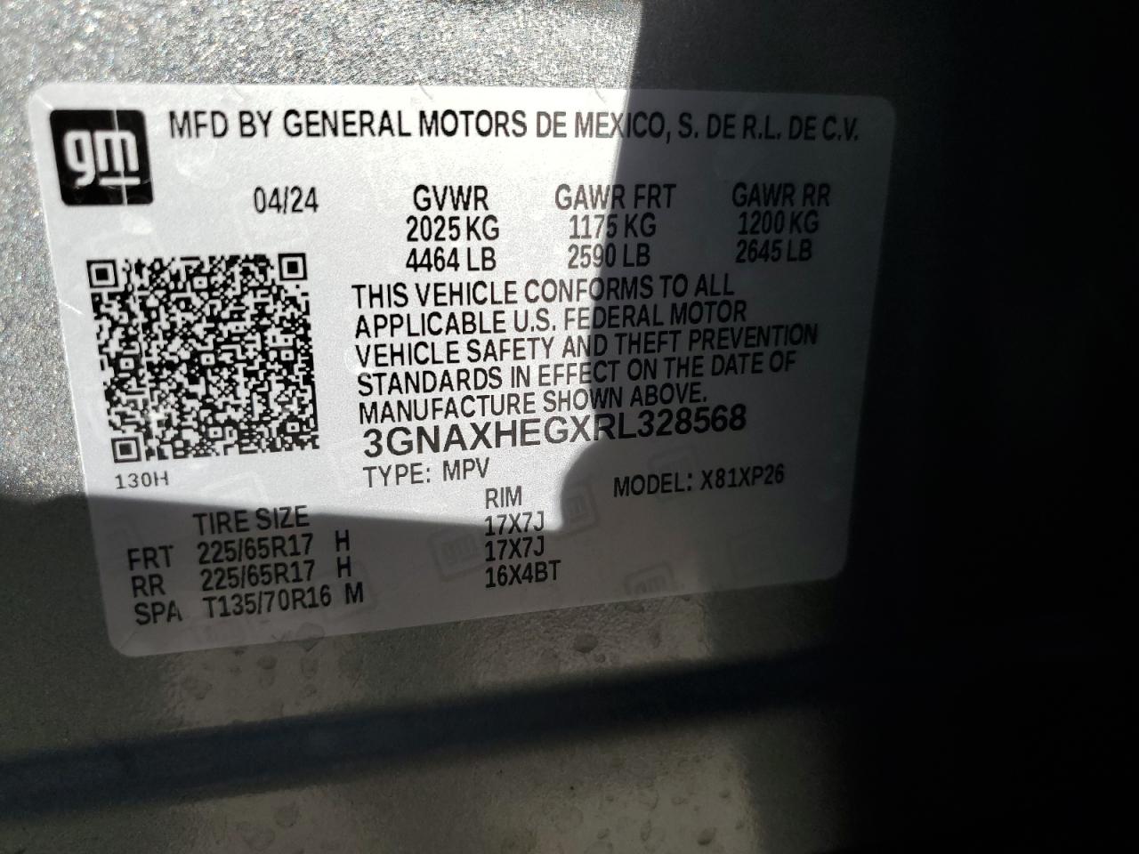 2024 Chevrolet Equinox Ls VIN: 3GNAXHEGXRL328568 Lot: 85329775